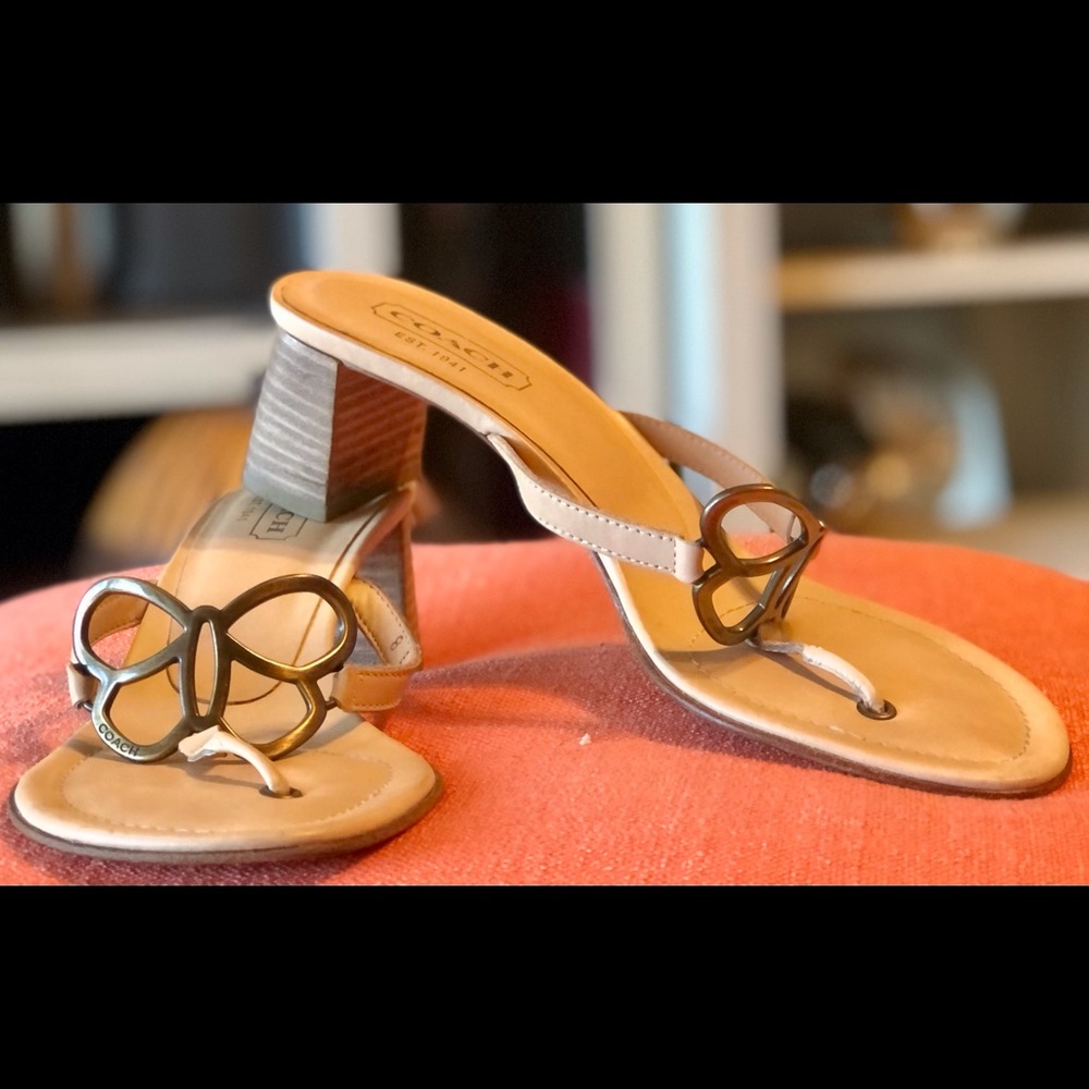 COACH Thong Toe Sandals, open back w/ small block heel. - Picture 2 of 5